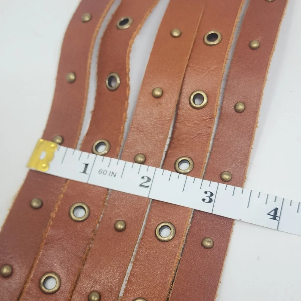 Vintage Brown Leather Waist Cincher Belt Women's L/XL Ren Faire Studded Y2K